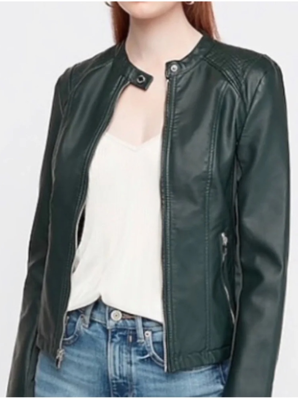NWT Express Dark Green Vegan Leather Moto Jacket